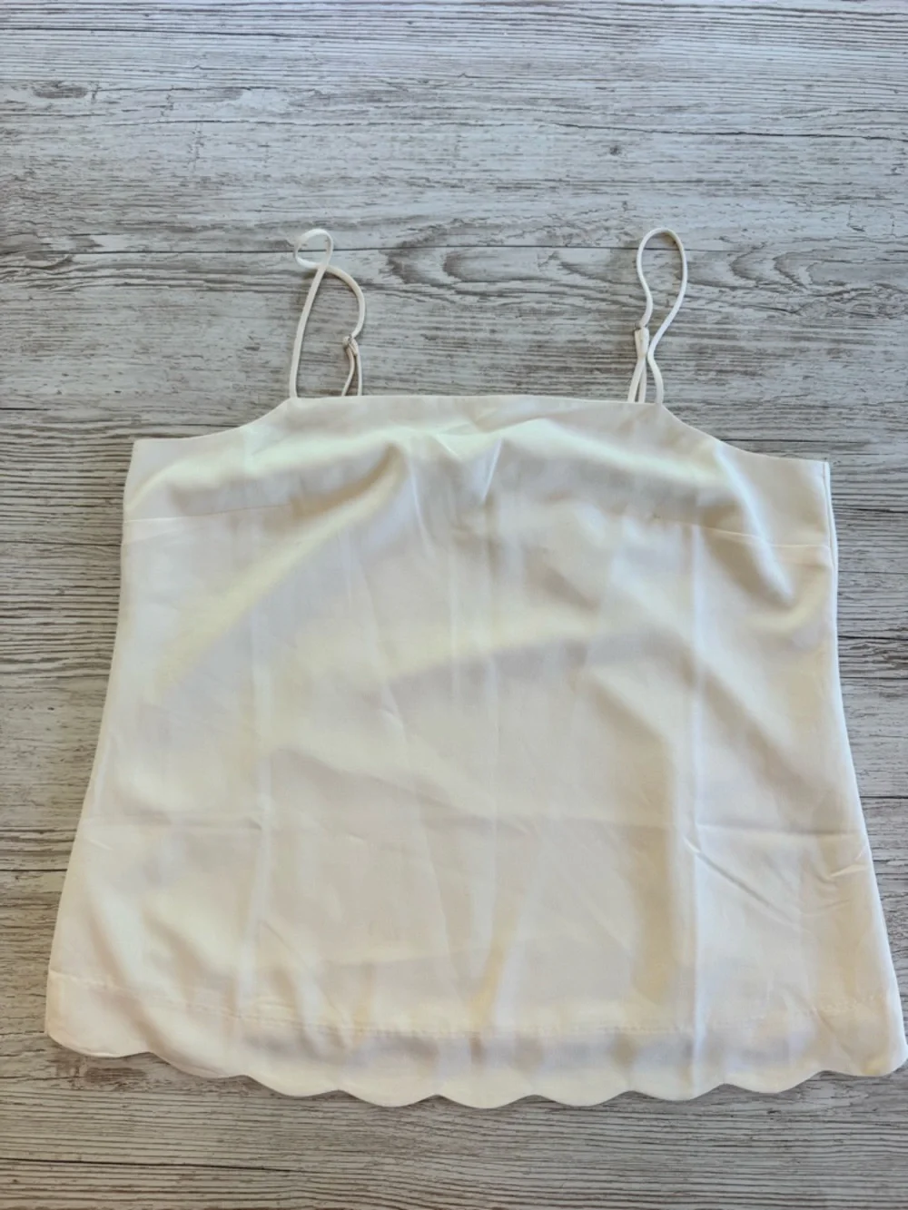 NWT J. Crew Ivory Cream Scalloped-Hem Spaghetti Strap Camisole 6